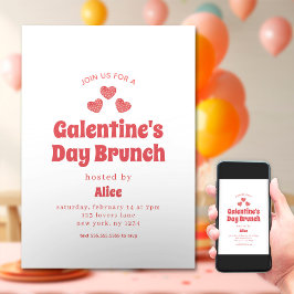 Retro Galentins dag Brunch Valentindagen Inbjudningar