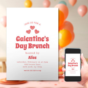 Retro Galentins dag Brunch Valentindagen Inbjudningar