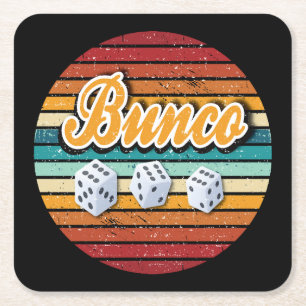 Retro Game Night Dice Bunco Underlägg Papper Kvadrat