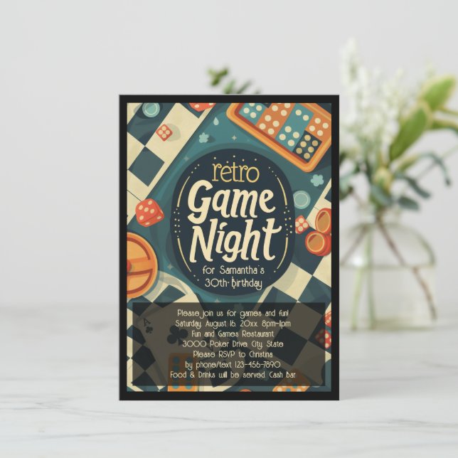 Retro Game Night Social eller Födelsedagsfest Inbjudningar (Stående Fram)
