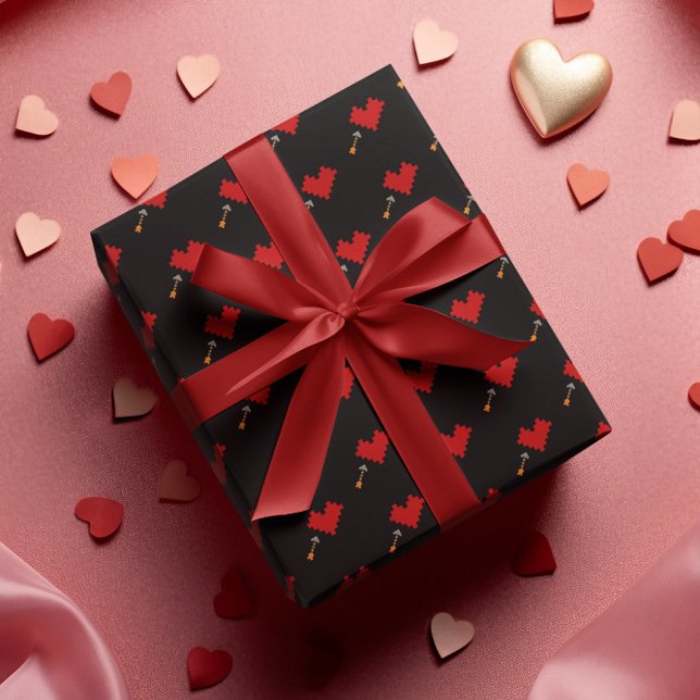 Retro Gamer 8-bitars hjärta och pil Presentpapper (Skapare uppladdad)