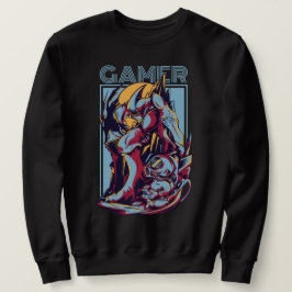 Retro Gamer Alien Monster Vintage Arcade Graphic Lång Ärmad Tröja