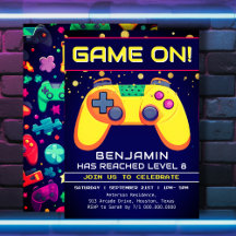 Retro Gamer Arcade Födelsedagsfest inbjudan