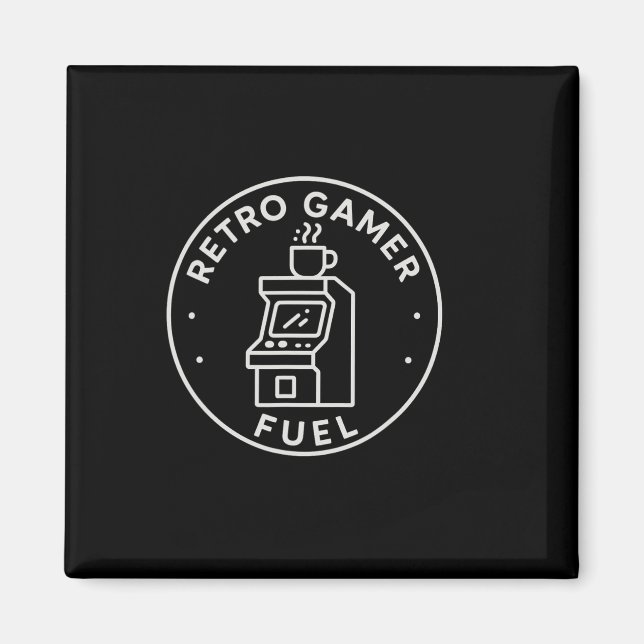 Retro Gamer Bränsle Arkad Kaffe Gaming För 80s Pap Magnet (Framsidan)