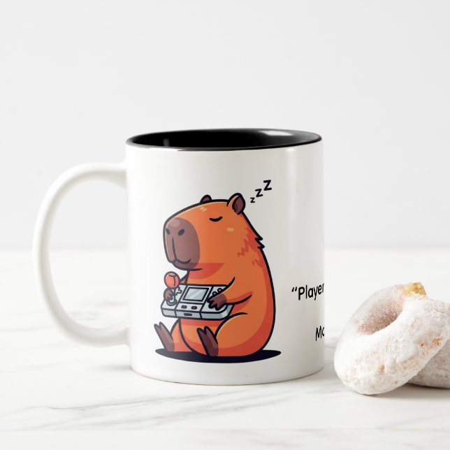 Retro Gamer Capybara Mug – Old School Vibes Två-Tonad Mugg (Med munk)