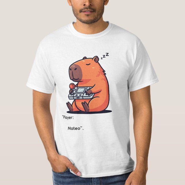 Retro Gamer Capybara T-Shirt – Old School Vibes (Framsida)