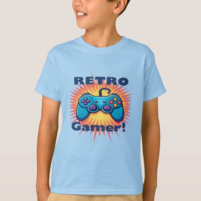 Retro Gamer Controller-design för klassiskt spel T Shirt (Framsida)