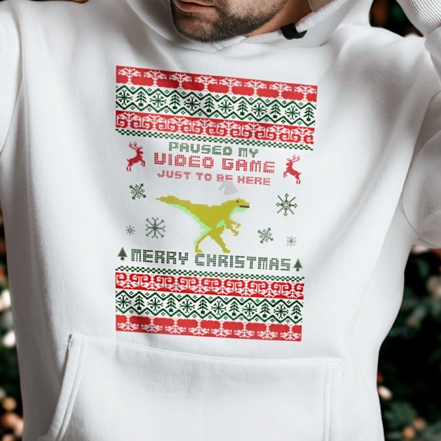 Retro Gamer Dinosaur Tröja – Julutgåva Hoodie (Skapare uppladdad)
