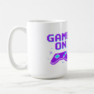 Retro Gamer Game On Neon Pixel Art Kaffemugg