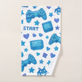 Retro Gamer Hand Towel - Blue Video Game