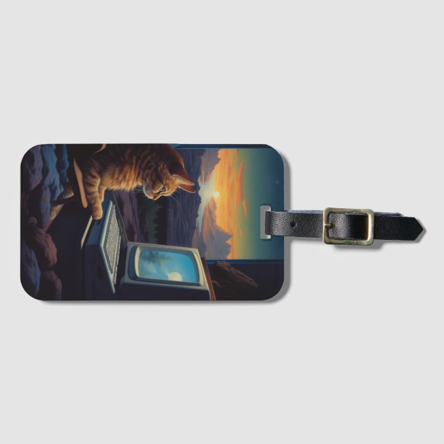 Retro Gamer-katt | 8-bitars Pixel Art-spel Bagagebricka (Framsida horisontal)