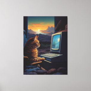 Retro Gamer-katt   8-bitars Pixel Art-spel Canvastryck