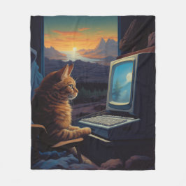 Retro Gamer-katt | 8-bitars Pixel Art-spel Fleecefilt