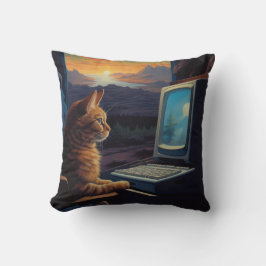 Retro Gamer-katt | 8-bitars Pixel Art-spel Kudde