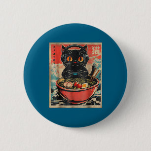 Retro Gamer Katt Rolig Ramen Retro Japansk Katt G Knapp
