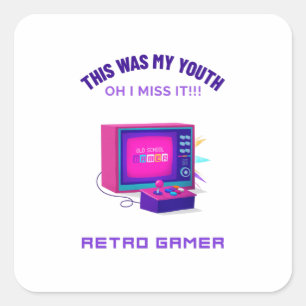 Retro Gamer Miss Hans Youth Fyrkantigt Klistermärke
