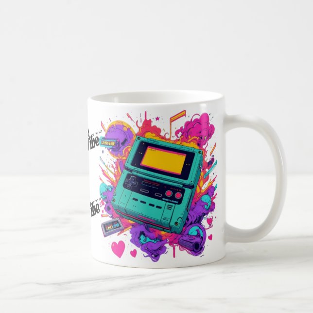 Retro Gamer Mugg - 90-talet Neon Arcade-kaffe Kopp (Höger)