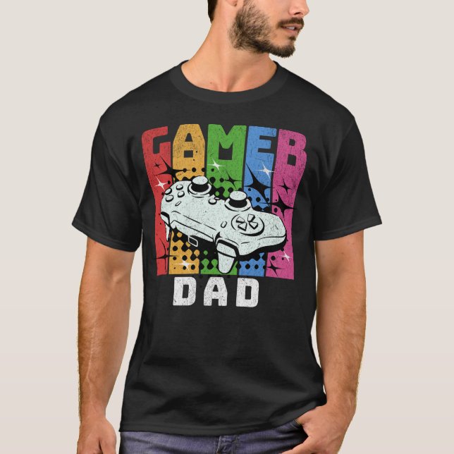Retro Gamer Pappa T Shirt (Framsida)