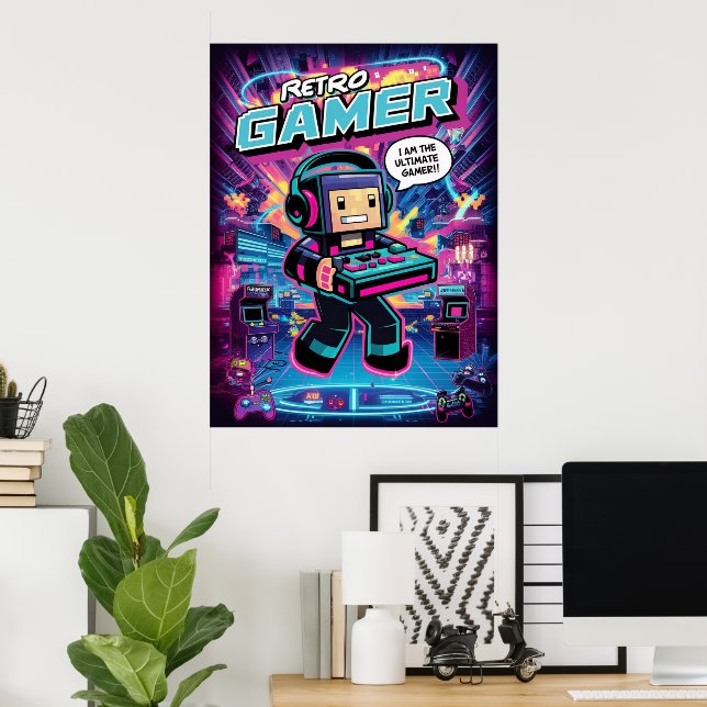 Retro Gamer Robot Poster (Hemmakontoret)