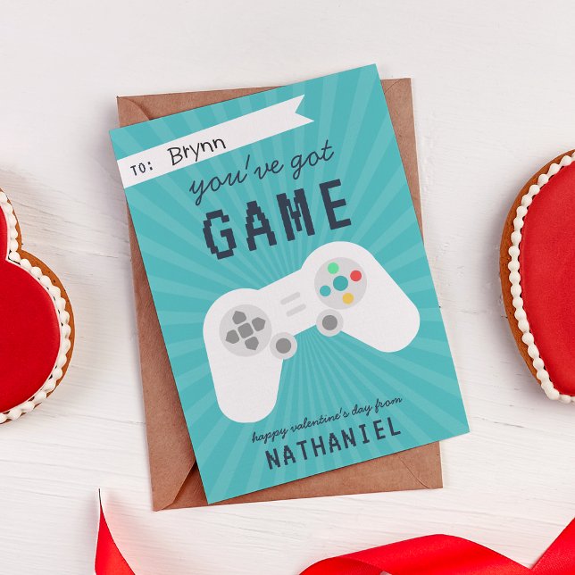 Retro Gamer-temaklassrumskort för Valentines day Inbjudningar (Skapare uppladdad)