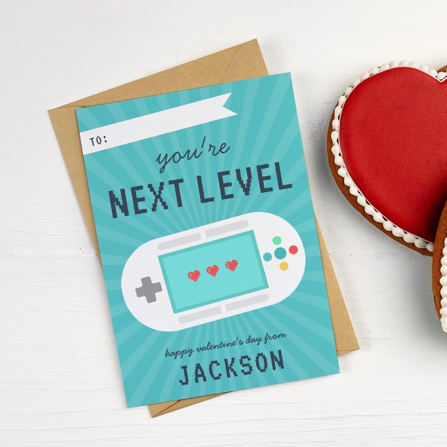 Retro Gamer-temaklassrumskort för Valentines day Inbjudningar (Skapare uppladdad)
