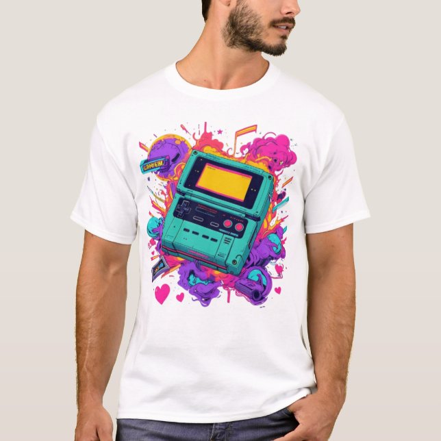 Retro Gamer Vibes - 90:e Neon Arcade T-Shirt (Framsida)