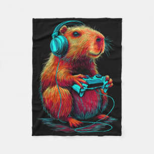 Retro Gaming Capyra Roligt Videospel Dator Gnagare Fleecefilt