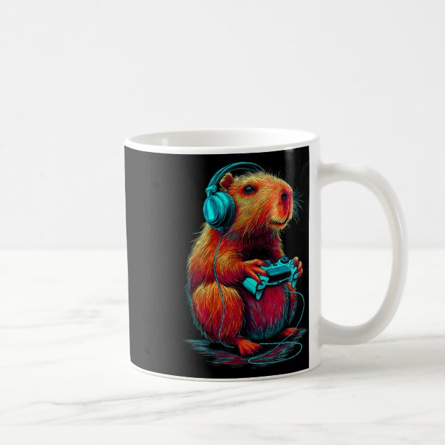 Retro Gaming Capyra Rollig Video Gamer Gnagare Ani Kaffemugg (Höger)