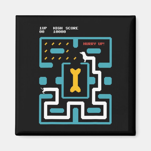 Retro Gaming Console Video Game Dog 80s Arcade  Magnet (Framsidan)