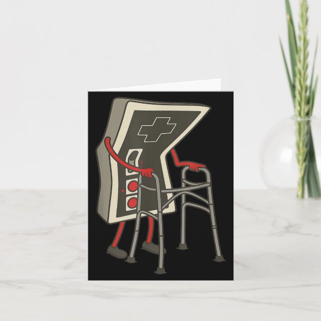 Retro Gaming Controller Old Gamer With Walker Funn Kort (Framsida)