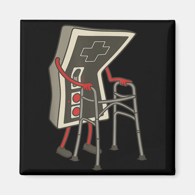 Retro Gaming Controller Old Gamer With Walker Funn Magnet (Framsidan)