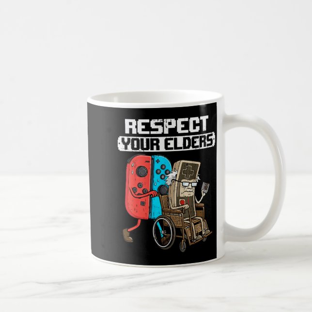 Retro Gaming Funny Gamer Controller 80s Respect Yo Kaffemugg (Höger)