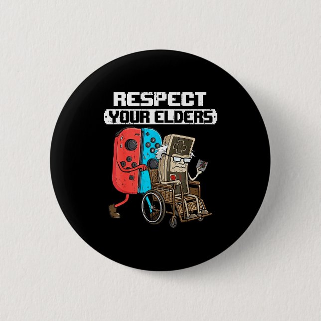 Retro Gaming Funny Gamer Controller 80s Respect Yo Knapp (Framsida)