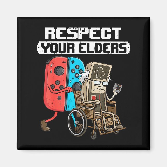 Retro Gaming Funny Gamer Controller 80s Respect Yo Magnet (Framsidan)