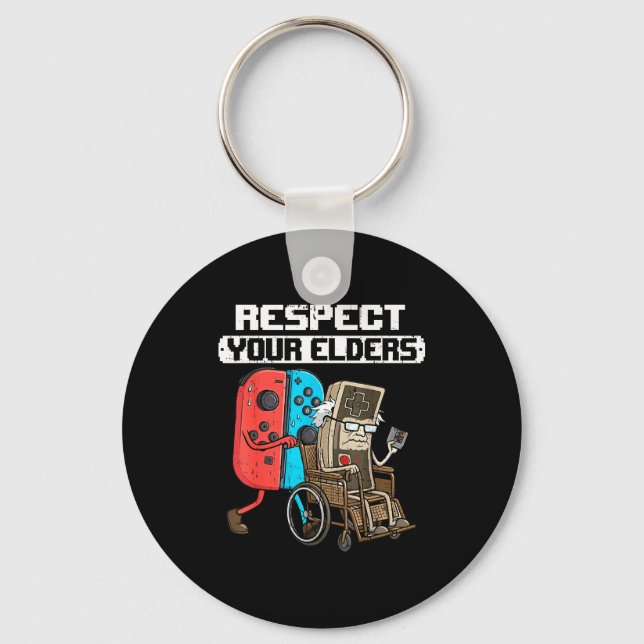 Retro Gaming Funny Gamer Controller 80s Respect Yo Nyckelring (Framsida)
