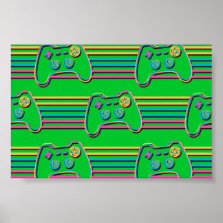 Retro Gaming Geek Gamer 80s neon färg Poster