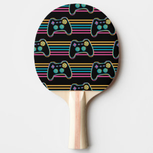 Retro Gaming Geek Gamer 80s neon färger Pingisracket