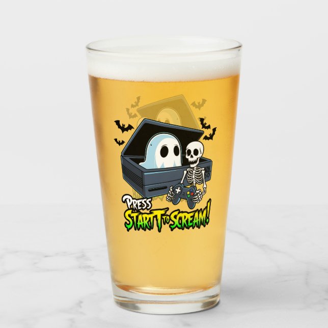 Rétro Gaming Halloween - Humour Squelette Console Glaskopp (Framsida fylld)