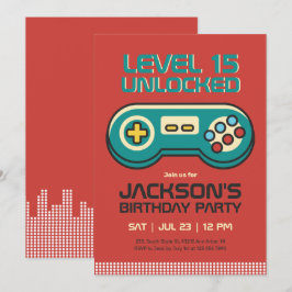 Retro Gaming Video Game Player Gamer Boy Birthday Inbjudningar