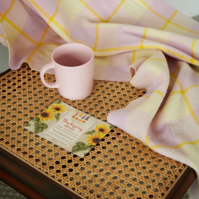 Retro Gamla Pappra solrosHelgdag Thanksgiving Inbjudningar (Skapare uppladdad)