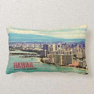 Retro gammal look Hawaii Oahu ö Waikiki strand Lumbarkudde