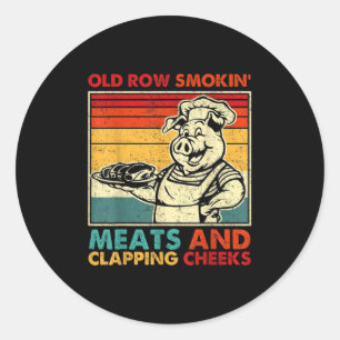 Retro gammal rad Räker kött och klappar kinder Fu Runt Klistermärke