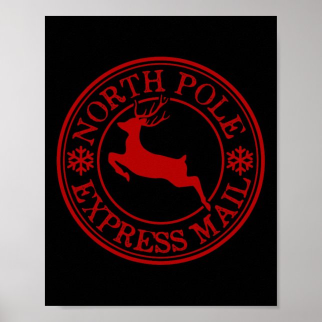 Retro gammaldags North Pole Express Mail Ren Poster (Framsidan)