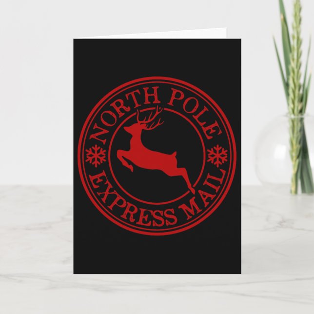 Retro gammaldags North Pole Express Mail Renar Kort (Framsida)