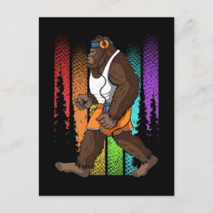 Retro Gång Bigfoot Konstig Vykort