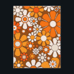 Retro Garden Blommigt 60-tal 70-tal Mönster Brown  Vykort<br><div class="desc">Retro Garden Groovy Blommigt Cheerful 60-tal 70-tal Mönster under 1970-talet Orange Brown Beige. Uppslagen,  levande,  estetiska blommor i vintagen med 1960-talets hippie-blomsterlevande vibe. Av Kierkegaard Design Studio.</div>