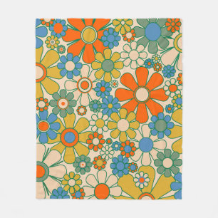 Retro Garden Blommigt 60s 70-tal Mönster Fleecefilt
