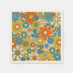 Retro Garden Blommigt 60s 70-tal Mönster Pappersservett