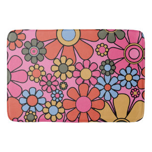 Retro Garden Flowers 60 s 70-tal Bright Blommönste Badrumsmatta