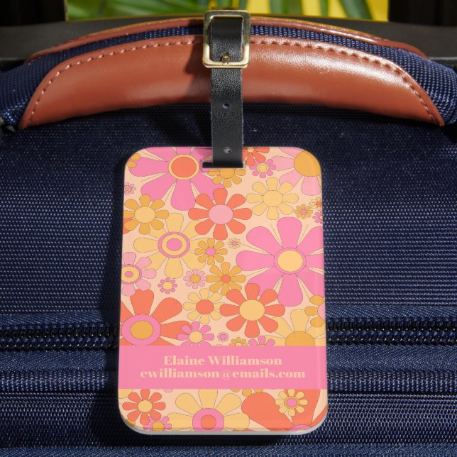 Retro Garden Flowers 60 s 70-talets Blommönster Ro Bagagebricka (Framsida Insitu 2)